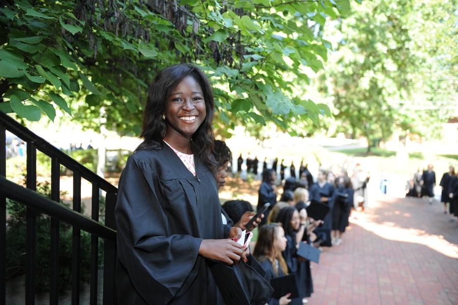 A student is receives their cap during the Senior Investiture ceremony.